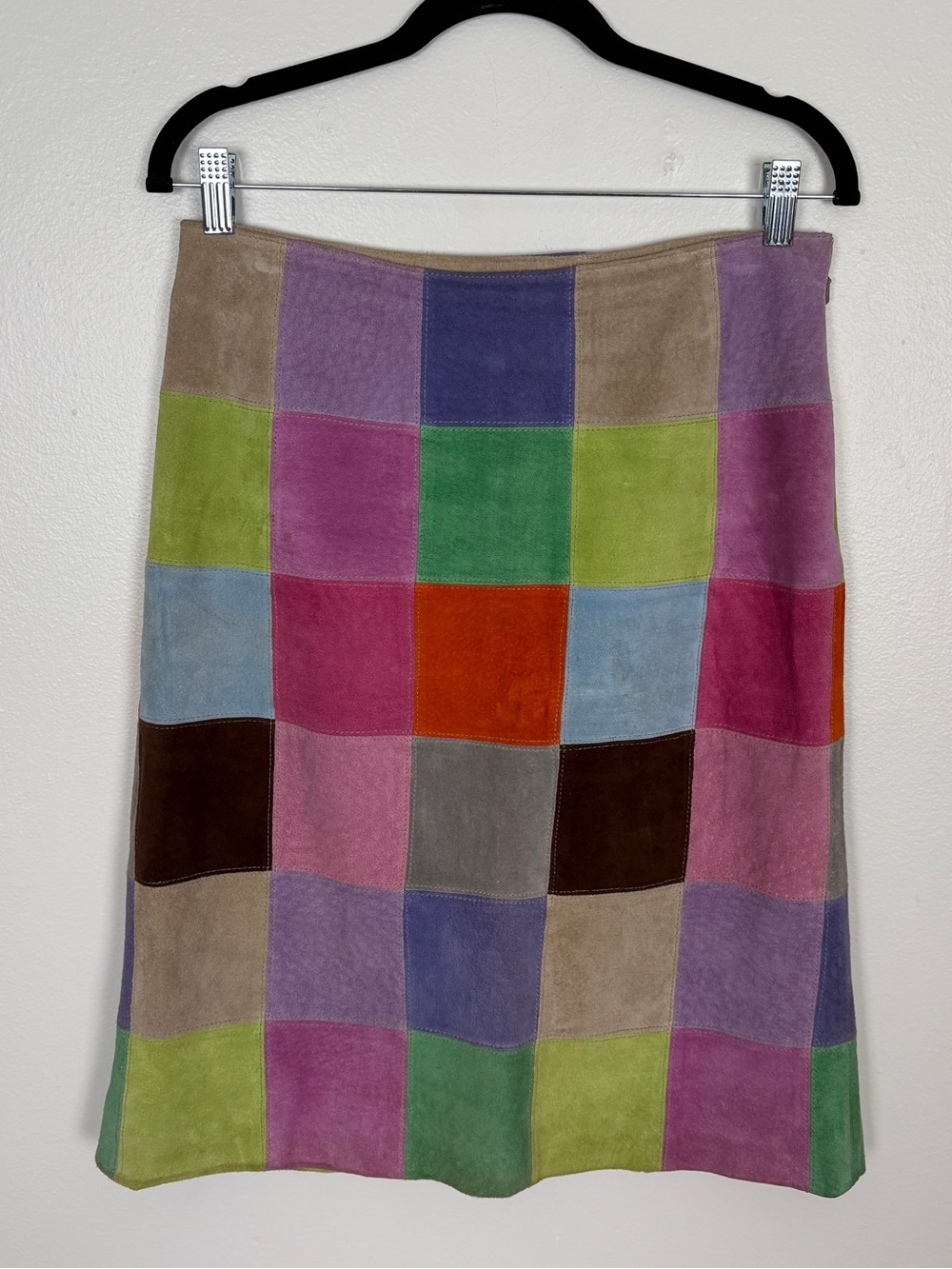 Rare Y2K Isaac Mizrahi for Target Checkerboard Patchwork Suede Skirt - size 4